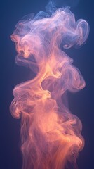 Poster - colorful smoke swirls gracefully against a dark blue background illuminating artistic patterns and f