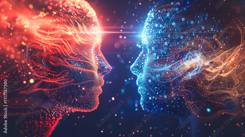 Artificial intelligence versus human abstract concept Stock Photo ...