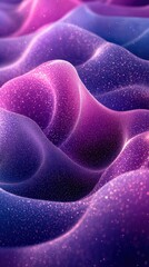 Poster - vibrant waves of pink and purple particles create a mesmerizing, abstract landscape with depth and i