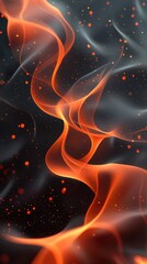 Poster - vibrant red and orange flames dance against a dark background with swirling smoke patterns