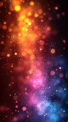 Poster - Vibrant cosmic particles blending hues of orange, pink, and blue in a mesmerizing cosmic display