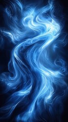 Poster - Swirling blue abstract patterns create a dynamic visual effect in a dark background