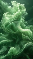 Poster - ethereal green fabric flowing gracefully in water creates a serene underwater scene