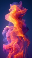 Poster - Vibrant abstract structure of swirling orange and purple smoke against a dark background