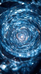 Poster - water swirls in a mesmerizing spiral formation showcasing reflections and vivid blue hues in a tranq