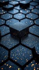 Poster - sparkling hexagonal patterns create a mesmerizing visual effect in dark shades during nighttime