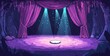 © MAGIC - Purple curtains framing the stage, with spotlights casting a dramatic and mysterious glow.
