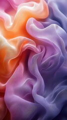 Aufkleber - Colorful silk fabric with flowing textures in shades of orange, pink, and purple captures the light beautifully