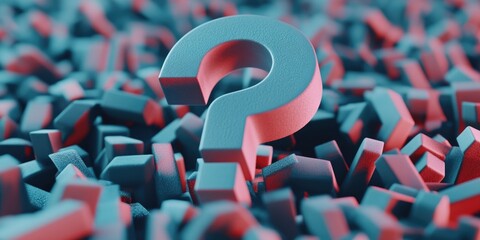 Aufkleber - A pile of colorful cubes featuring red and blue question marks