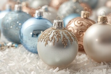 Poster - A close-up view of multiple Christmas ornaments