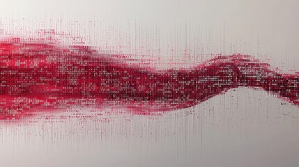 Poster - Dynamic Stream of Flowing Binary Code Illuminated in Vibrant Shades of Red and Pink