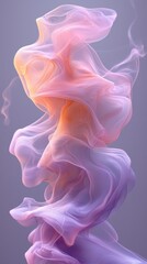 Poster - Colorful abstract smoke swirling gracefully in soft pastel hues against a gray background