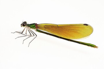 Aufkleber - A close-up photo of a green and yellow dragonfly perched on a white surface, with a natural background