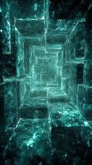 Poster - Stunning view of a crystal-clear tunnel with intricate geometric patterns and glowing light