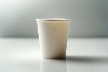 Poster - A single white cup sits atop a table surface