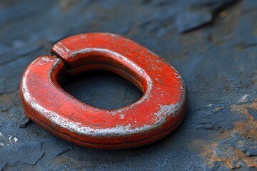 Poster - A close-up of a rusty metal object featuring a bright red ring