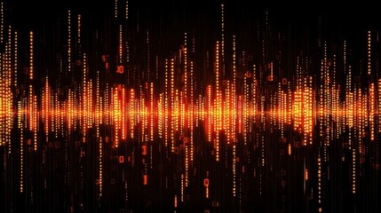 Poster - Dynamic Stream of Flowing Binary Code Illuminated in Vibrant Orange and Black Background