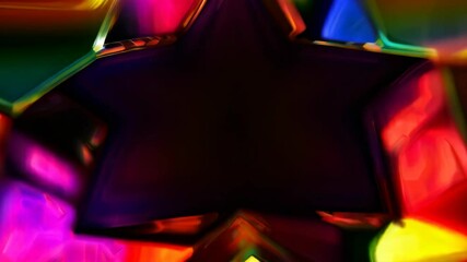 Poster - iridescent glass star rotates, showcasing a spectrum of colors as light interacts with its surface. 