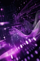 Poster - Purple abstract design with lines and dots
