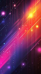 Poster - vibrant abstract design featuring bright colors and dynamic lines set against a dark background