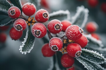 Poster - Fresh berries on a tree branch, ideal for food or decoration shots