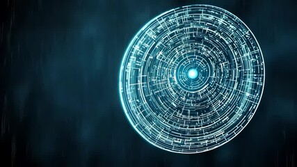 Aufkleber - abstract circular light pattern with blue glow on dark background creating futuristic aesthetic