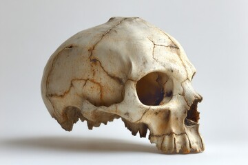 Aufkleber - A close-up shot of a human skull on a white surface