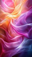 Aufkleber - Colorful flowing fabric creates an abstract wave pattern with gradients in pink, purple, and yellow hues