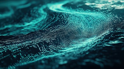 Poster - Abstract Digital River of Glowing Binary Sequences in Stunning Gigapixel Quality