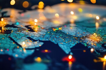 Aufkleber - Close-up of a map with candles placed on top, great for representing guidance or direction
