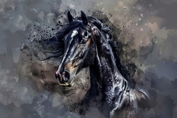 Aufkleber - A horse with a distinctive black mane stands proudly in this image