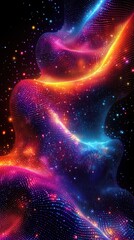 Poster - Vibrant abstract digital waves with colorful sparkles in a cosmic setting during a night