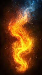 Poster - Bright flames swirl gracefully against a starry dark background, creating an enchanting visual display of fire and energy
