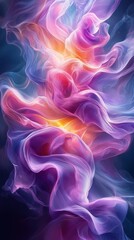 Poster - Swirling colors create an abstract composition resembling glowing clouds in the dark