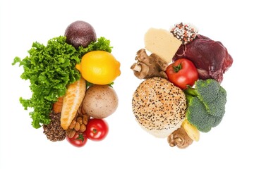 Poster - A selection of fruits and vegetables arranged on a white surface