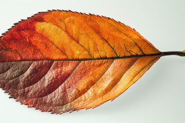 Poster - A close-up view of a single leaf on a white surface