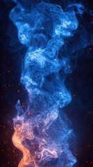 Poster - Colorful smoke swirls in shades of blue and orange against a dark background creating a mesmerizing visual effect