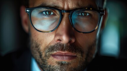 Poster - A close-up view of a person wearing glasses