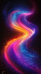 Poster - Colorful light waves create a mesmerizing display of vibrant hues on a dark background