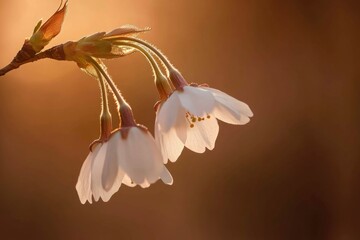Poster - A close-up view of white flowers on a branch, great for use in editorial or commercial contexts