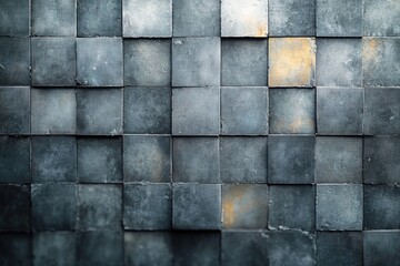 Poster - Close-up view of a wall made from metal tiles, ideal for architectural or industrial use
