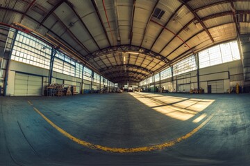 Poster - Large industrial building complex with many windows and modern architecture