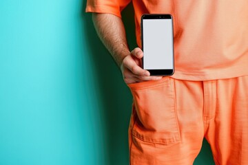 Aufkleber - A person holding a cell phone, likely checking or using the device