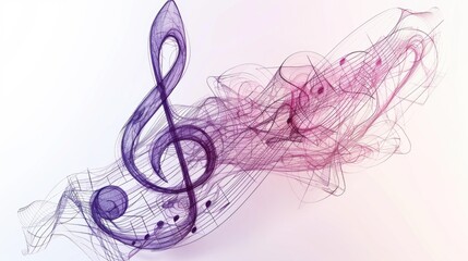 Aufkleber - A single purple musical note with a treble clef, perfect for music-related uses