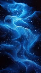 Poster - abstract blue waves flowing through a starry background create a tranquil and mysterious atmosphere 