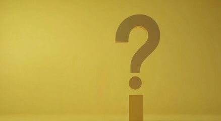Aufkleber - Yellow background with a large question mark symbolizing inquiry and curiosity in a minimalist design