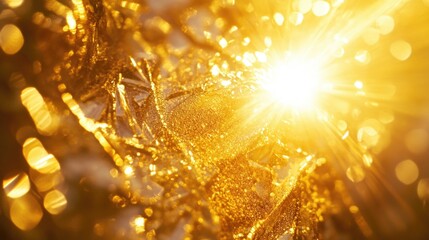 Poster - Bright sunlight shining through a golden background, ideal for use in photography or design projects