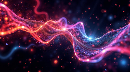 Poster - abstract background with surreal waves of cosmic energy splash . Generative AI