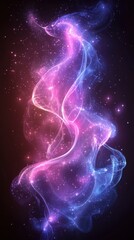 Poster - Colorful swirling cosmic energy in a dark background with a starry effect