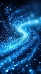 Poster - Swirling blue cosmic patterns fill the space with shimmering stars and bright light effects during a captivating celestial scene